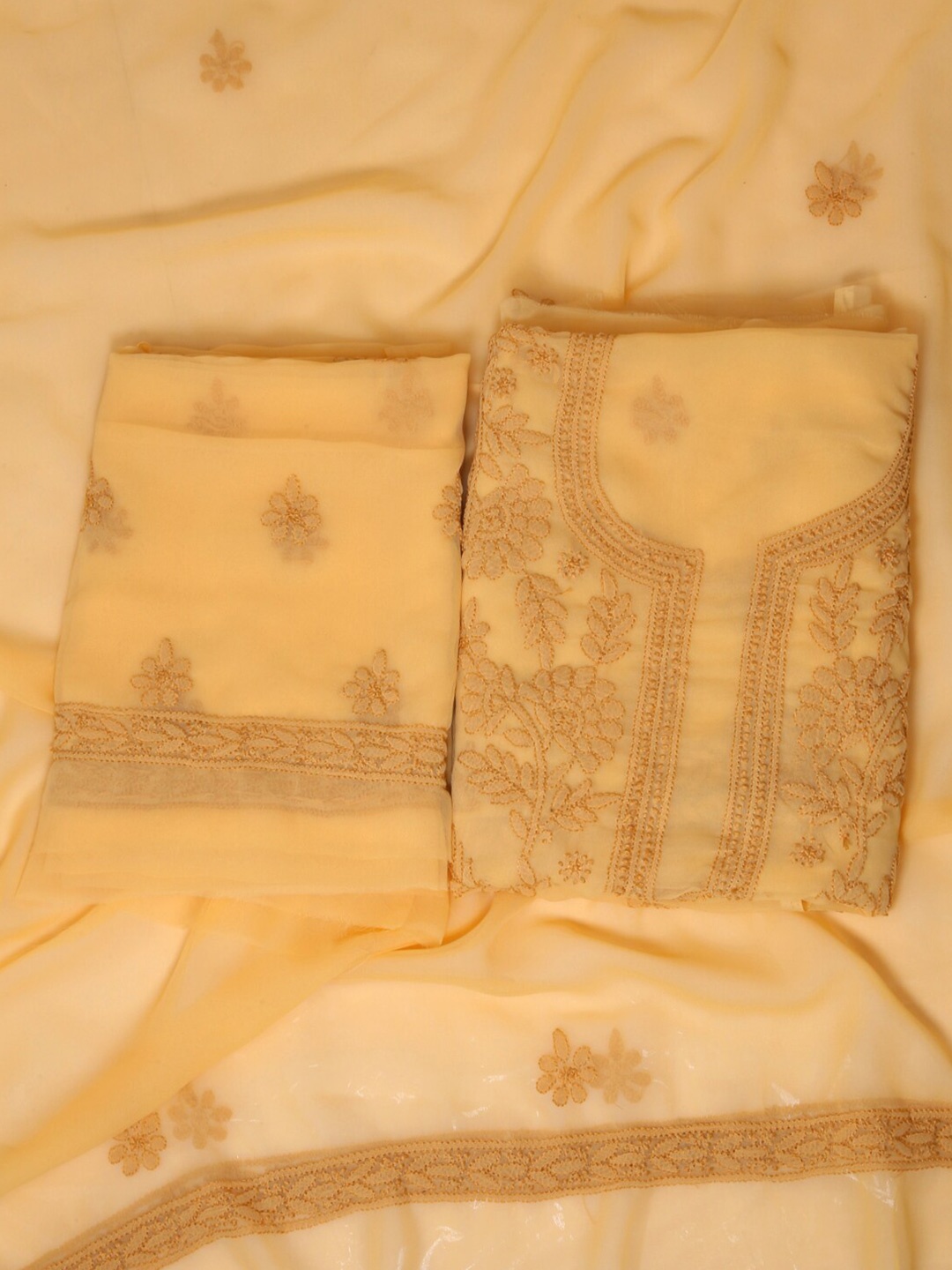 

ADA Embroidered Unstitched Dress Material, Beige