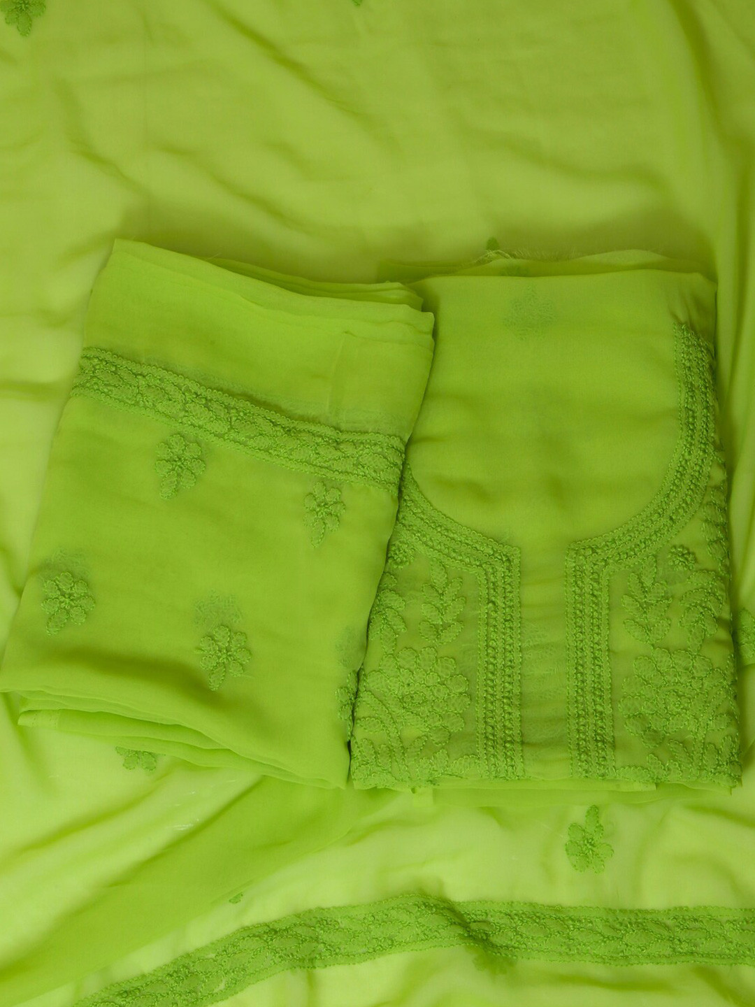

ADA Embroidered Unstitched Dress Material, Green