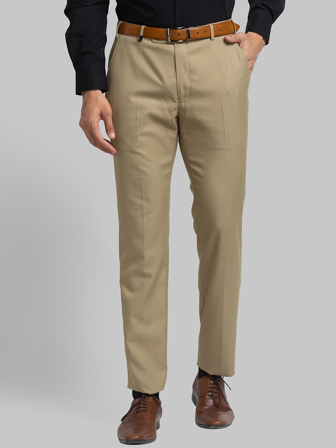 

Park Avenue Men Mid Rise Slim Fit Formal Trousers, Brown