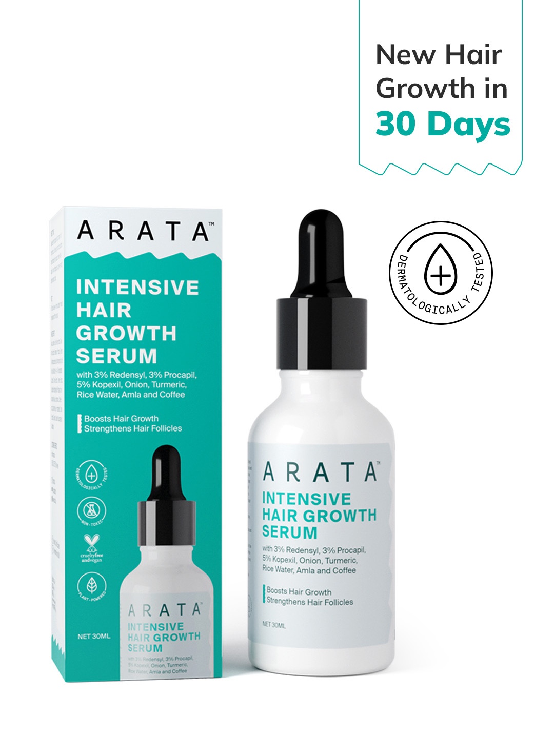 

ARATA Intensive Hair Growth Serum With 5% Capixyl+3% Redensyl+3% Procapil - 30 ml, Transparent