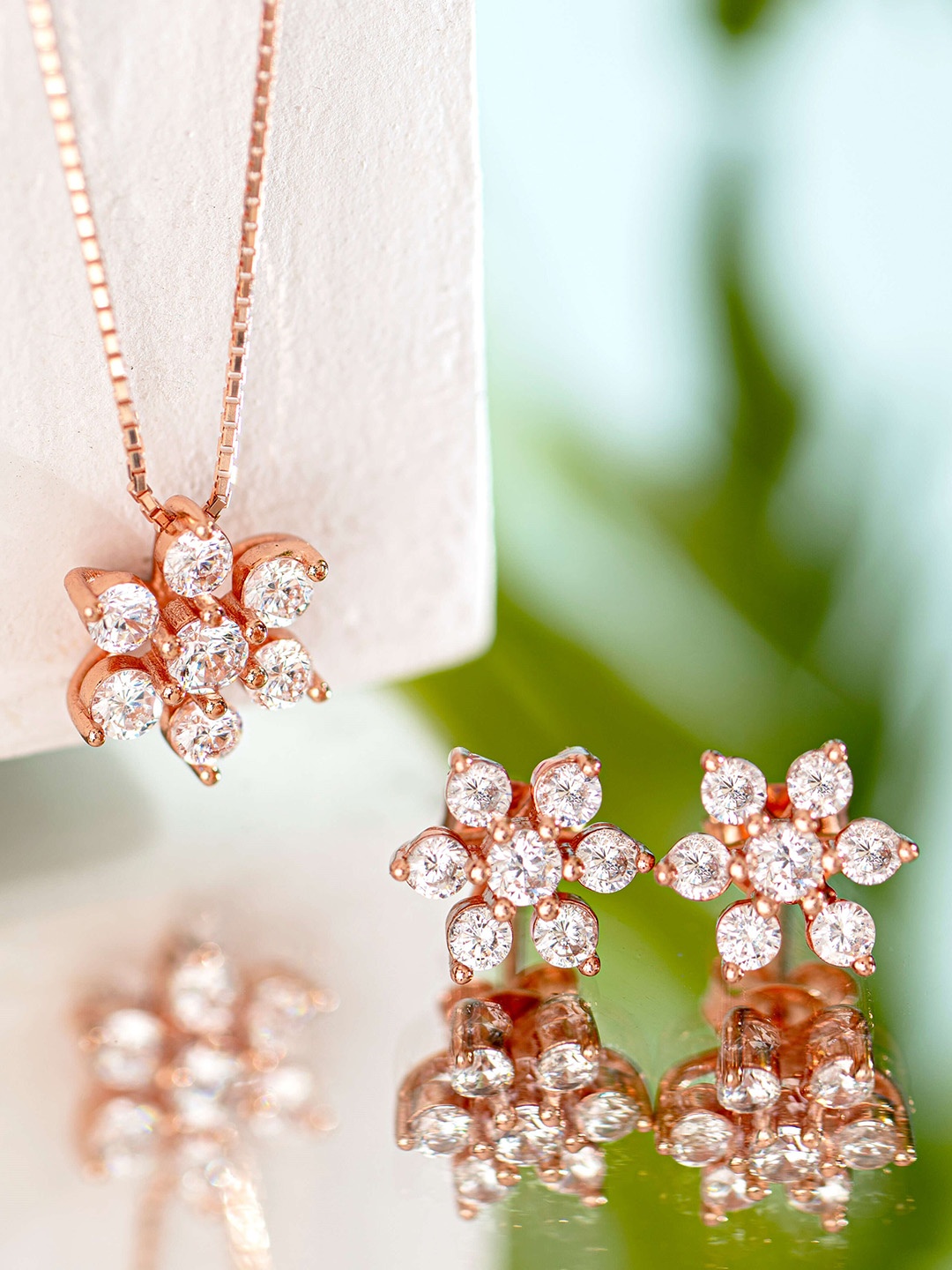 

Zavya Rose Gold-Plated 925 Sterling Silver Pendants with Chains