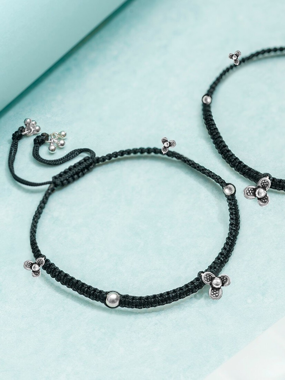 

Zavya Sterling Silver Rhodium-Plated Beaded Anklet