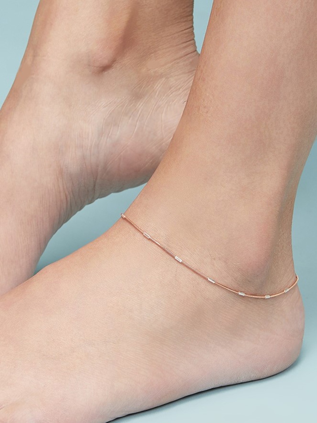 

Zavya Sterling Silver Rose Gold-Plated Beaded Anklet