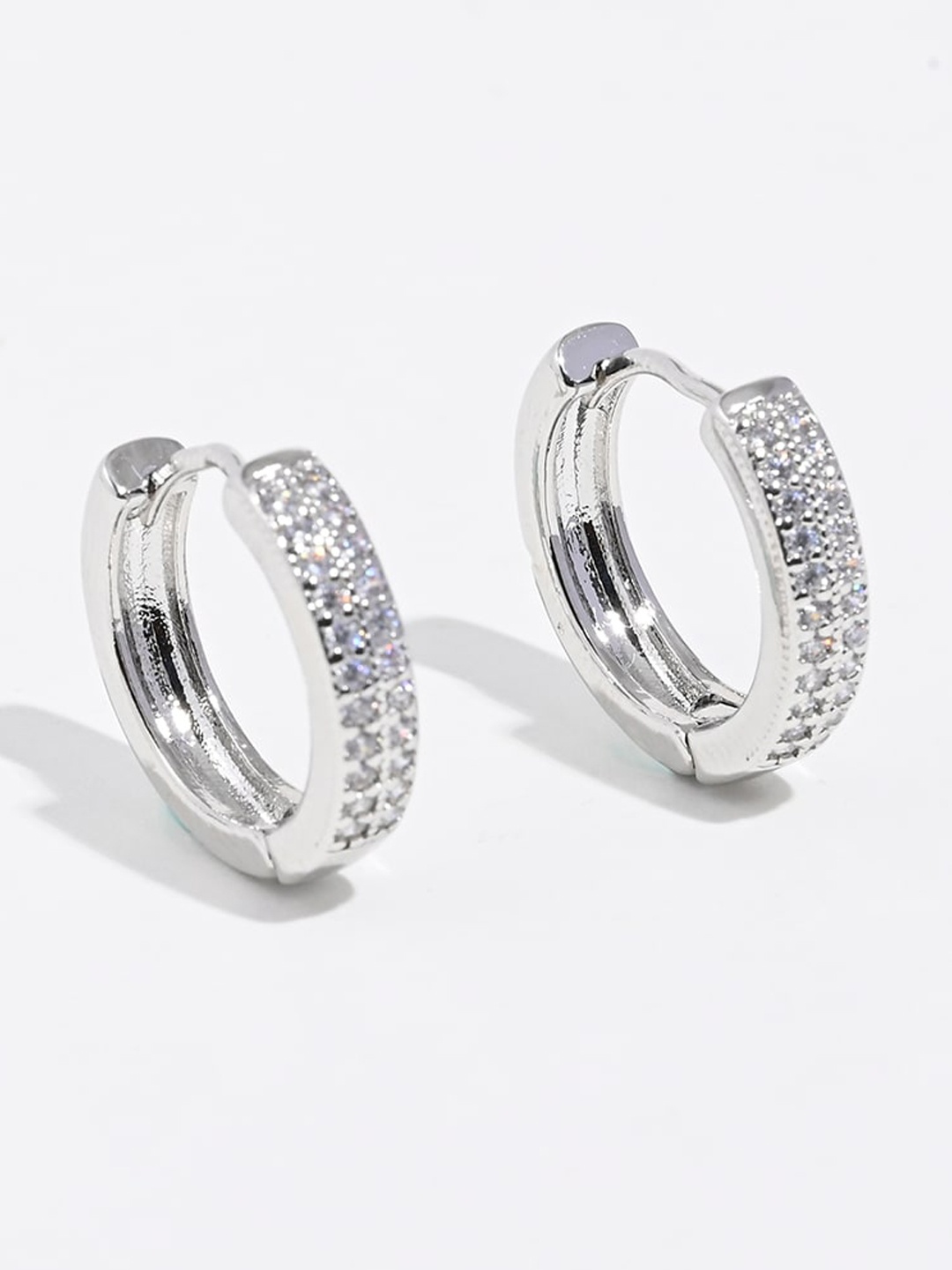 

XPNSV Silver-Plated Contemporary Hoop Earrings