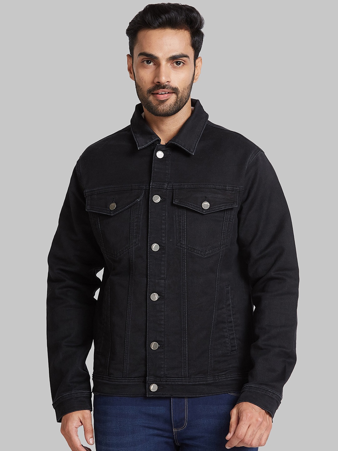 

Parx Washed Denim Jacket, Black