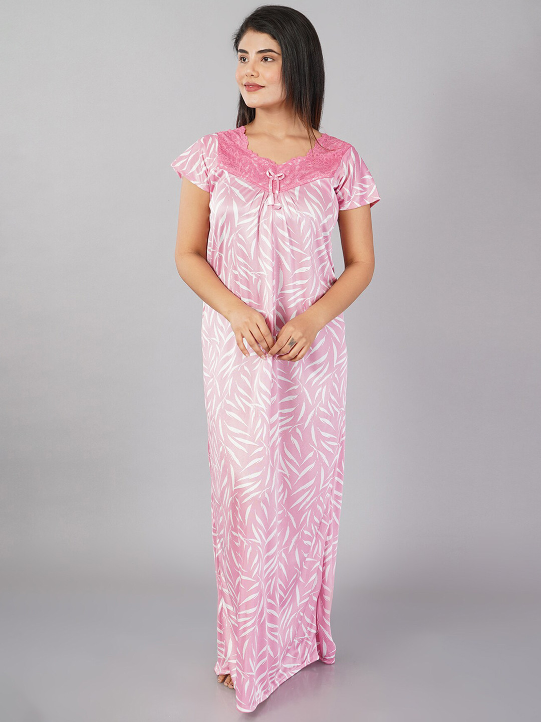 

Noty Pink Printed Maxi Nightdress
