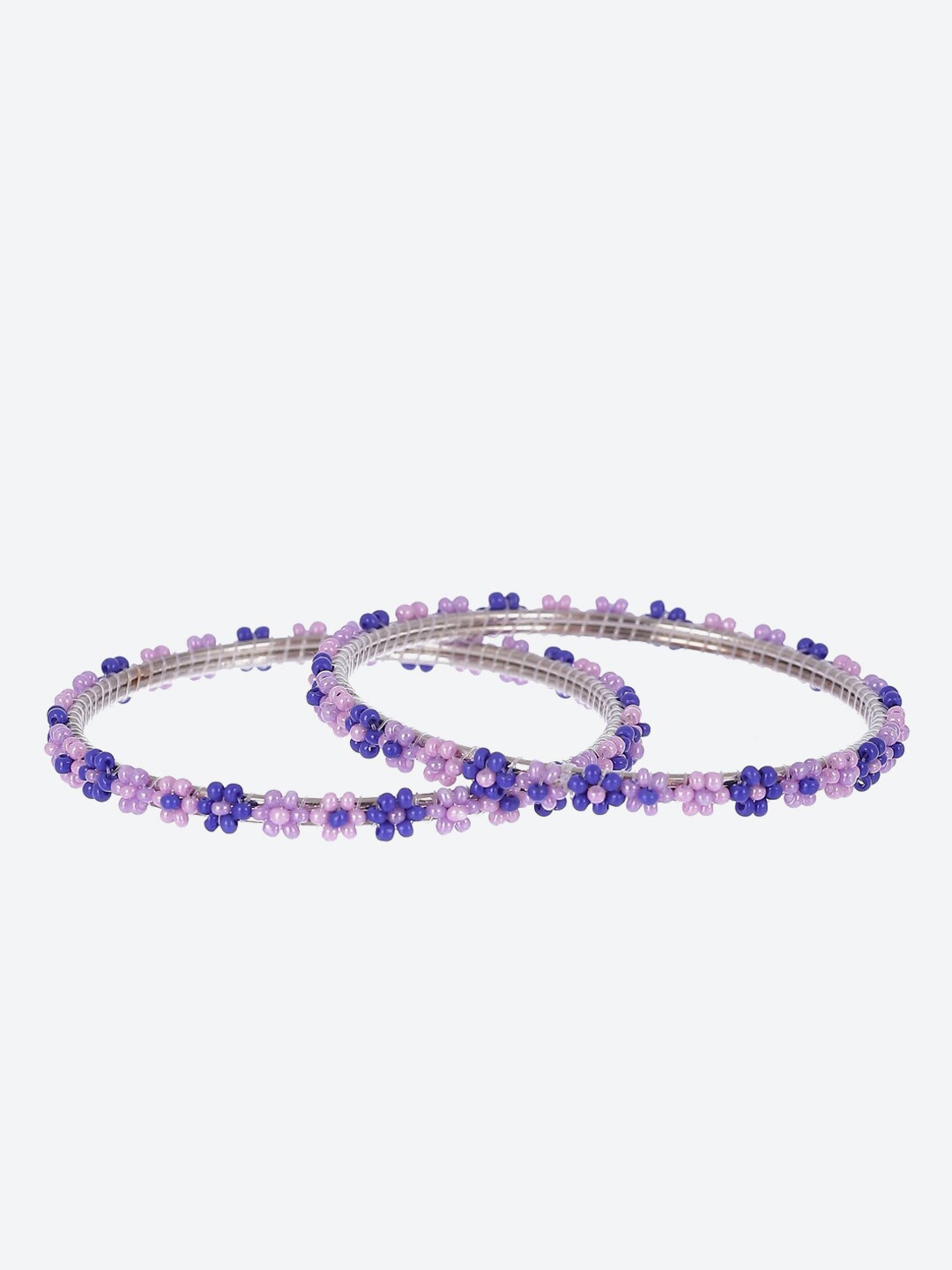 

Biba Set Of 2 Silver Plated Beaded Bangles