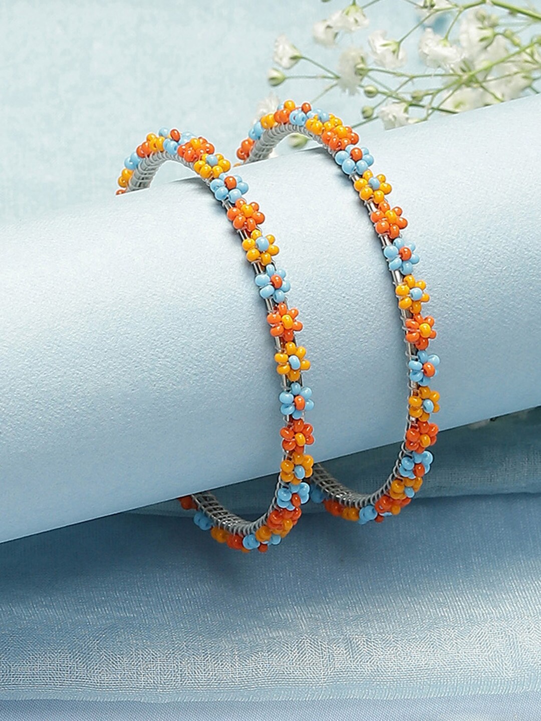 

Biba Set Of 2 Silver-Plated Beaded Bangles
