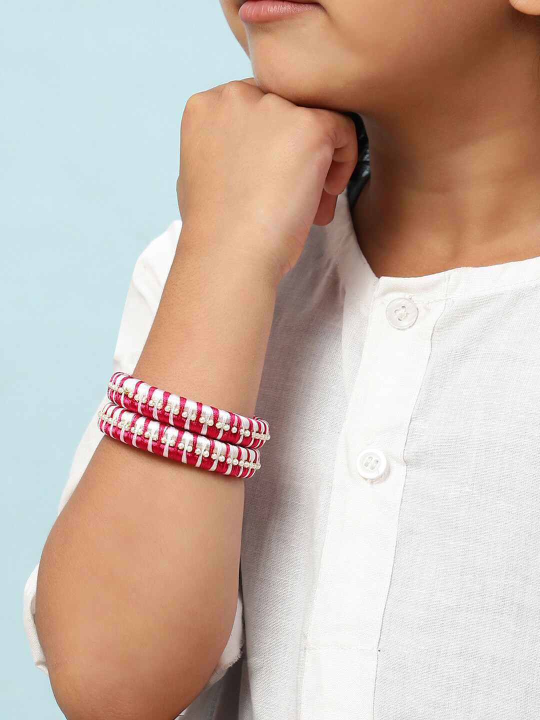 

Biba Set Of 2 Thread Bangles, Pink