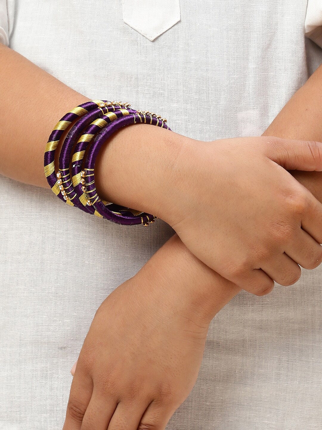 

Biba Set Of 4 Thread Bangle, Purple