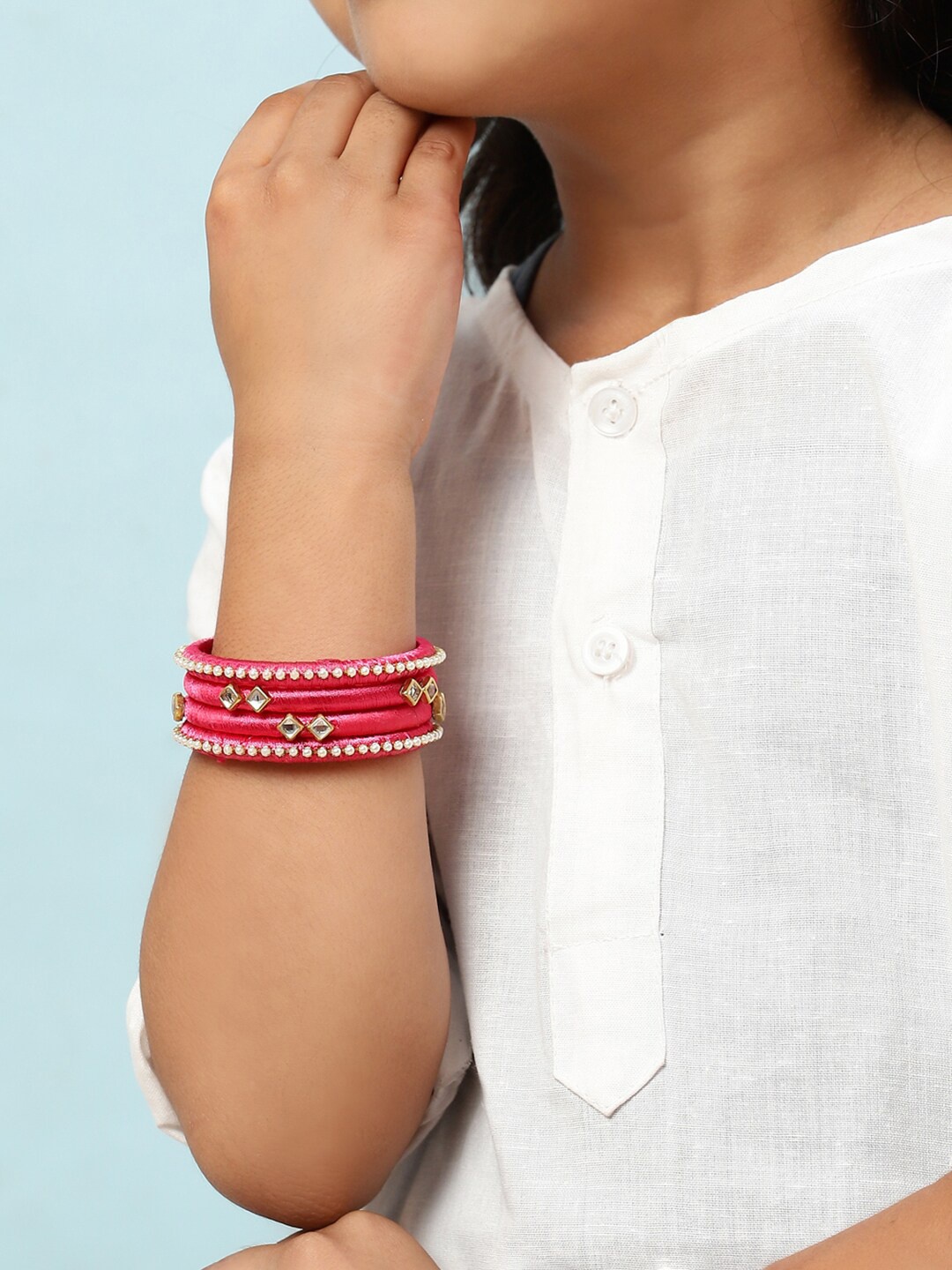 

Biba Set Of 4 Thread Bangle, Pink