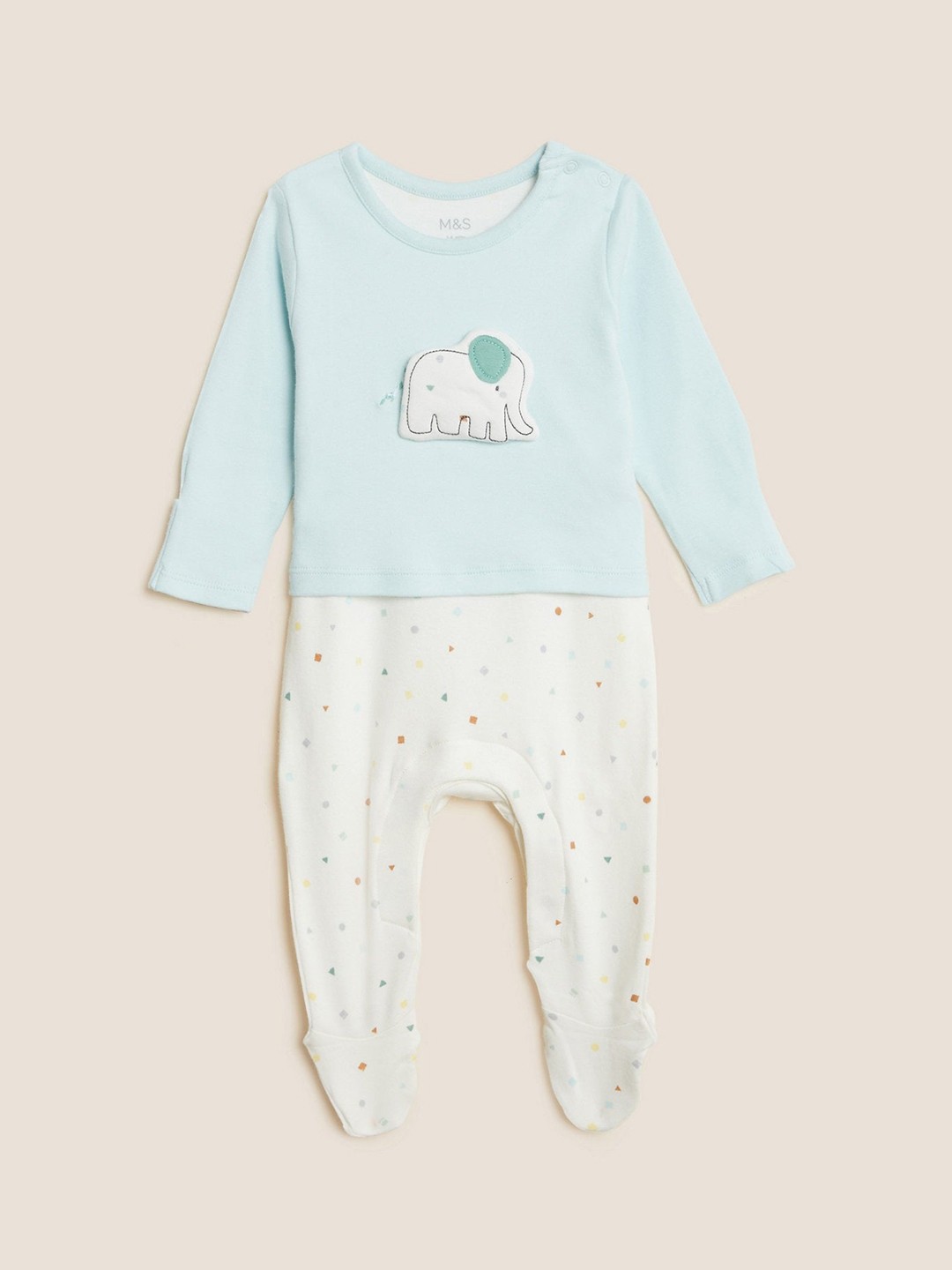 

Marks & Spencer Infant Boys Blue & White Printed Sleepsuit