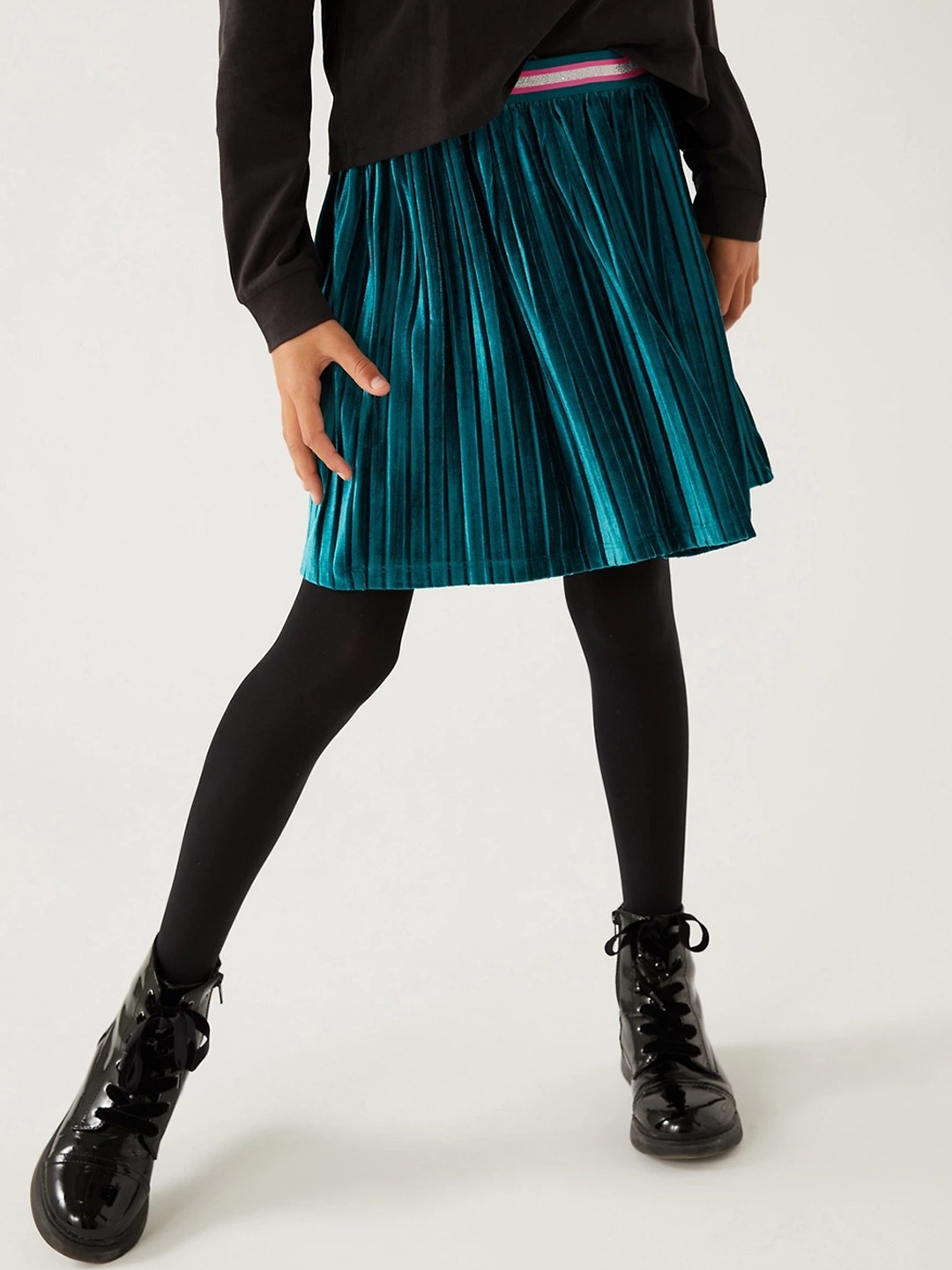 

Marks & Spencer Girls Striped Flared Mini Skirt, Green