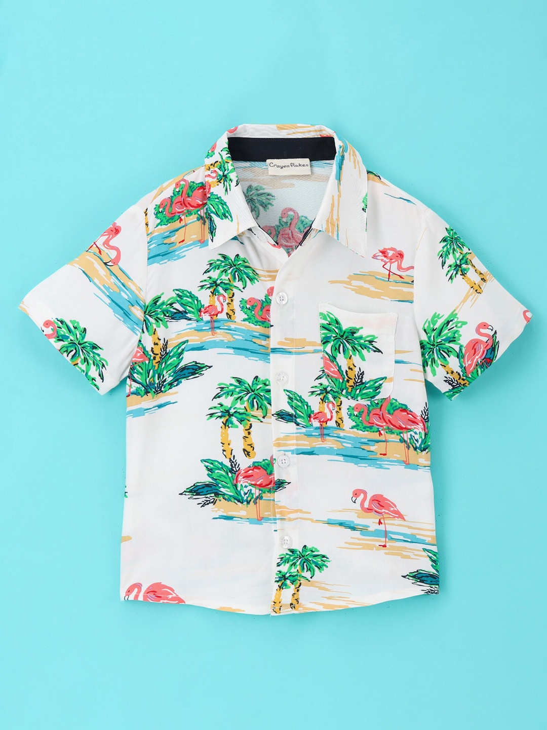 

CrayonFlakes Boys Coversational Printed Casual Shirt, Off white