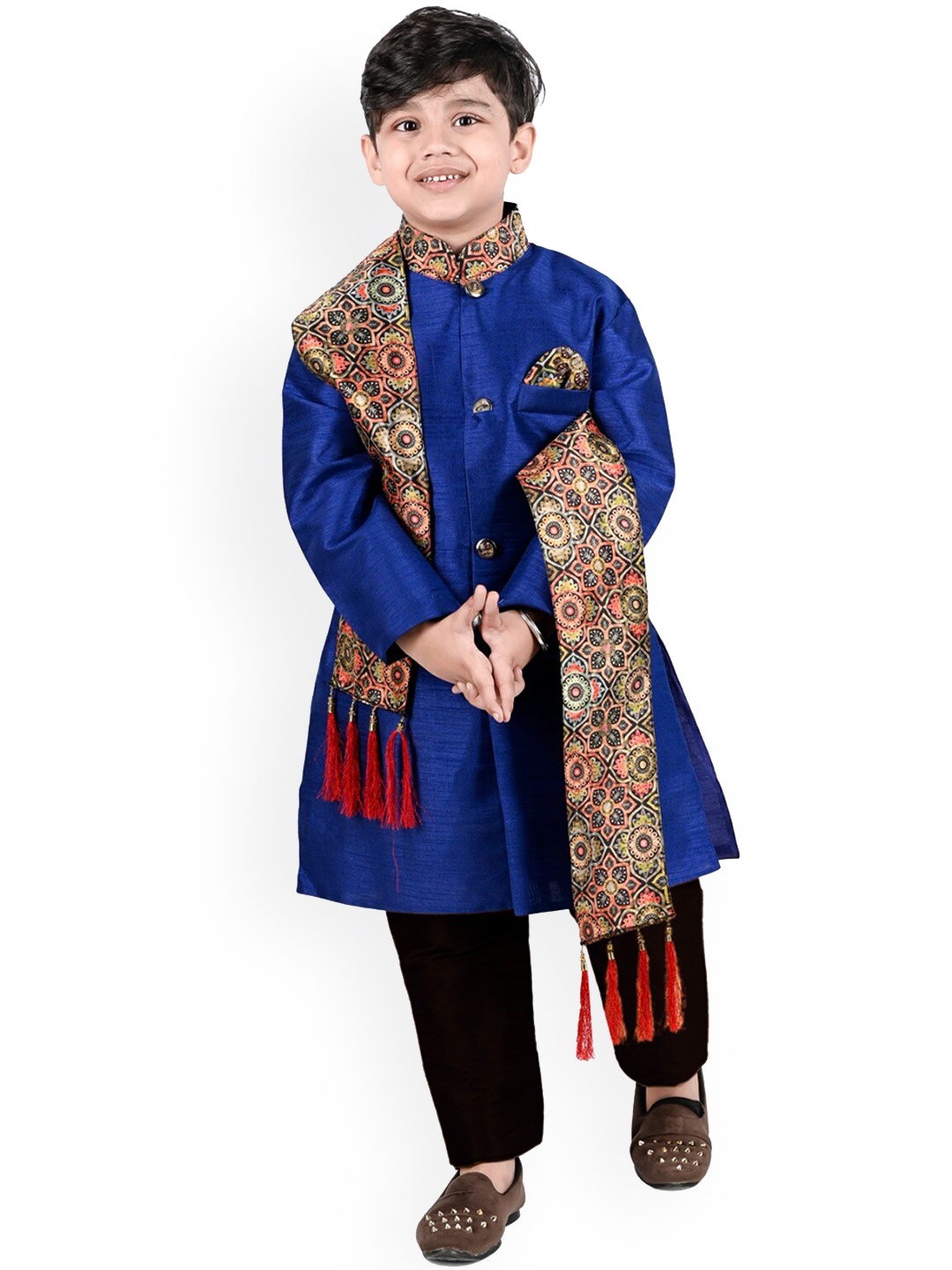 

BAESD Boys Sherwani With Pyjama & Dupatta, Blue