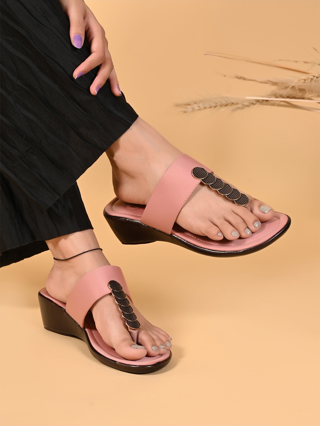 

Myra Embellished Wedge Heels, Pink