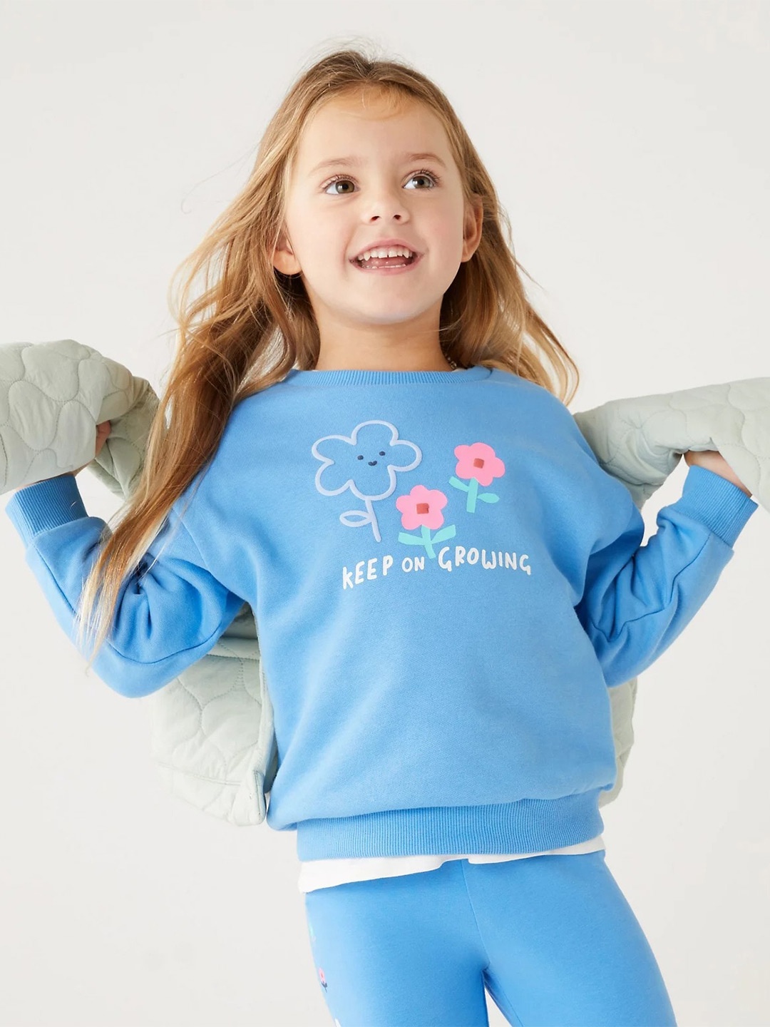 

Marks & Spencer Girls Floral Printed Sweatshirt, Blue