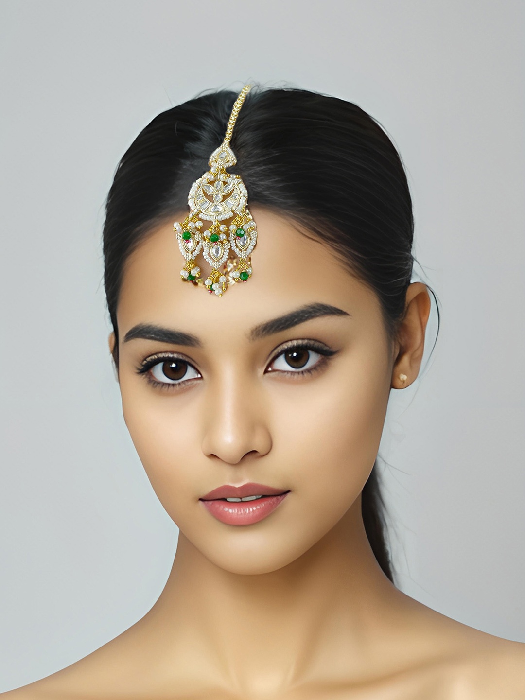 

aadita Gold-Plated Pearl Ethnic Maangtikka