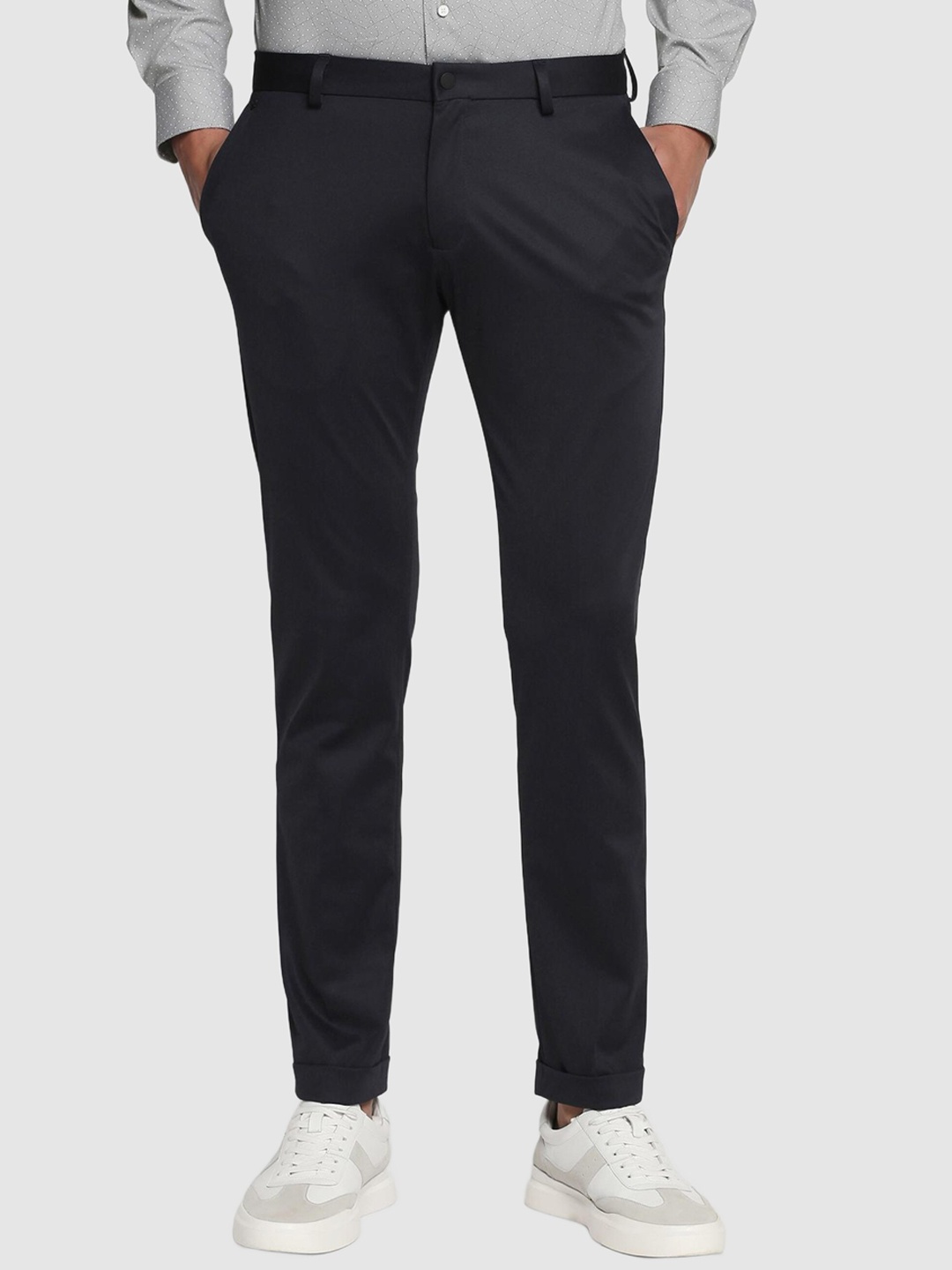 

Blackberrys TechPro Men Skinny Fit Low-Rise Formal Trousers, Black