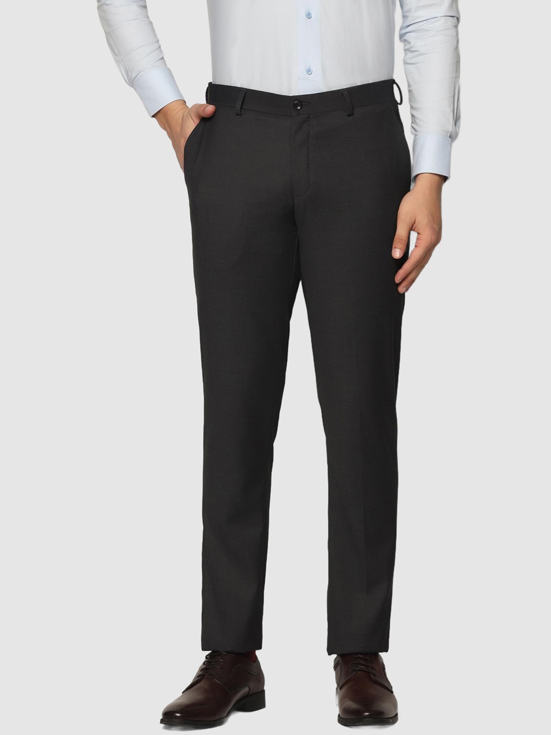 

Blackberrys Men Slim Fit Low-Rise Formal Trousers, Black