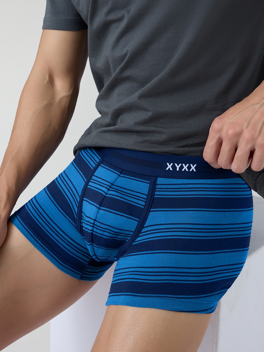 

XYXX Striped Cotton Trunk, Blue