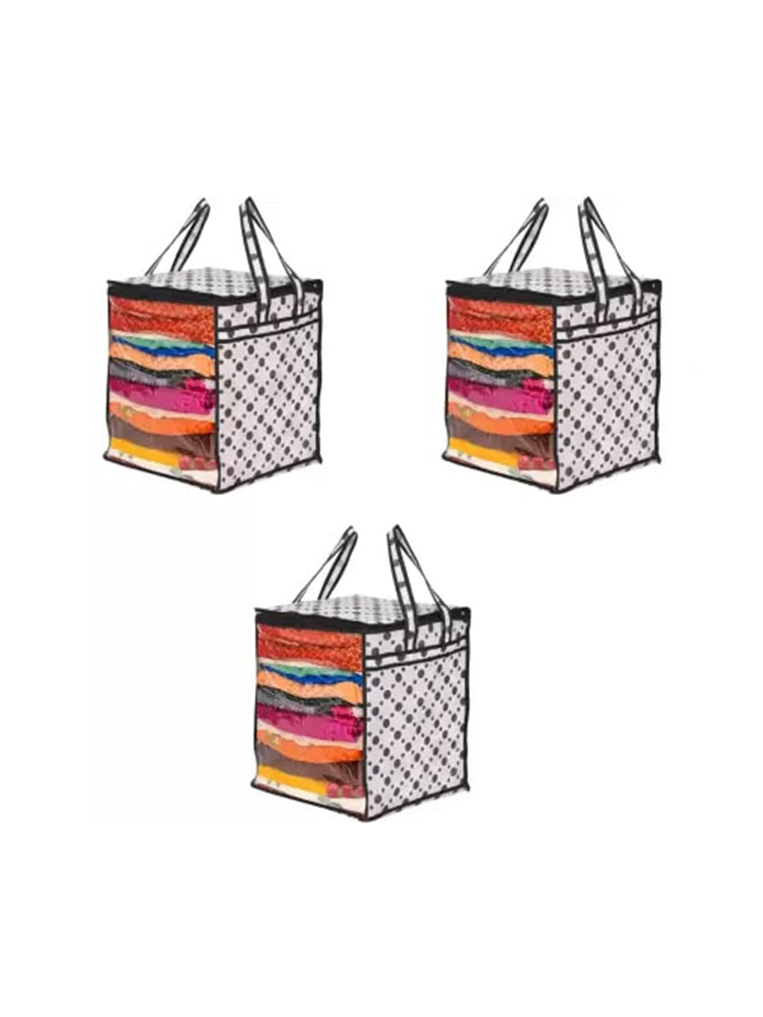 

Perpetual White & Black 3 Pieces Printed Saree Organisers
