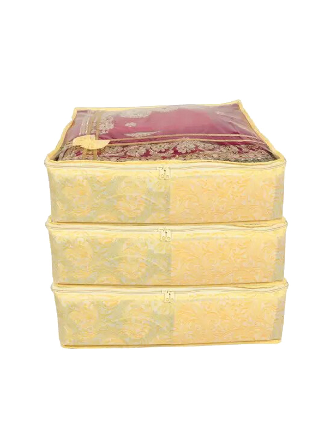 

Perpetual Yellow 3 Pieces Printed Saree Organisers