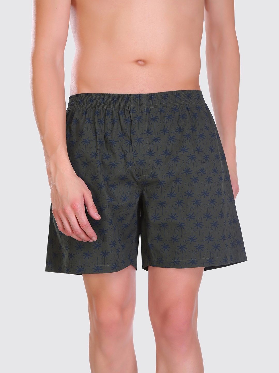

HiFlyers Men Printed Cotton Regular Shorts, Olive