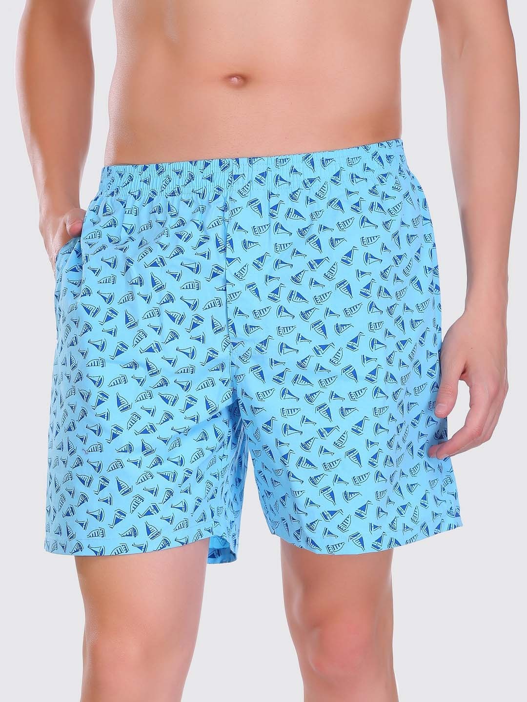 HiFlyers Men Blue Conversational Printed Boxer Short