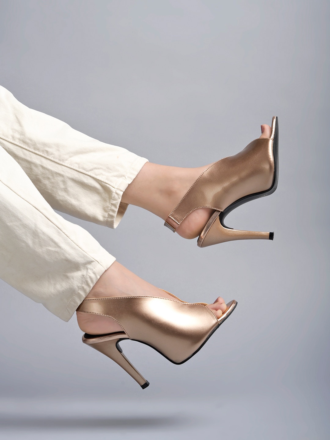 

Shoetopia Peep Toe Stiletto Heels, Copper