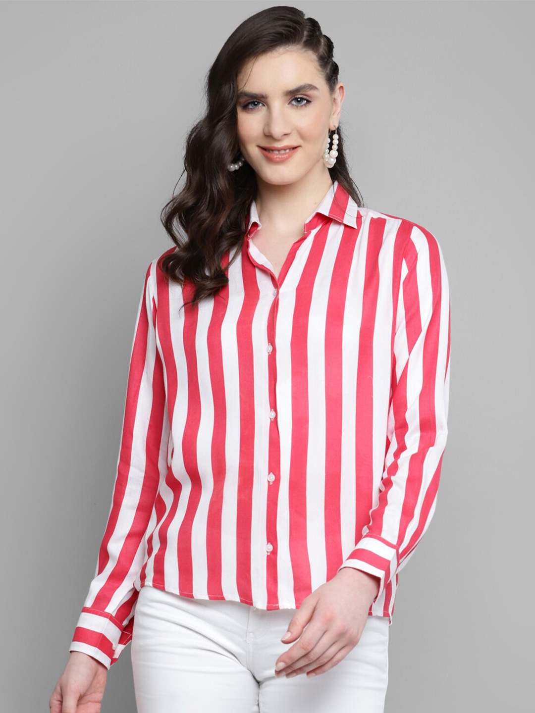 

Kook N Keech Pink Classic Fit Striped Casual Shirt