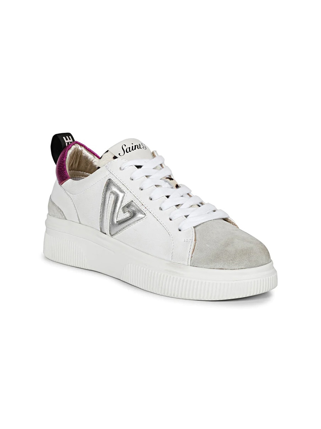 

Saint G Women Colourblocked Leather Sneakers, White
