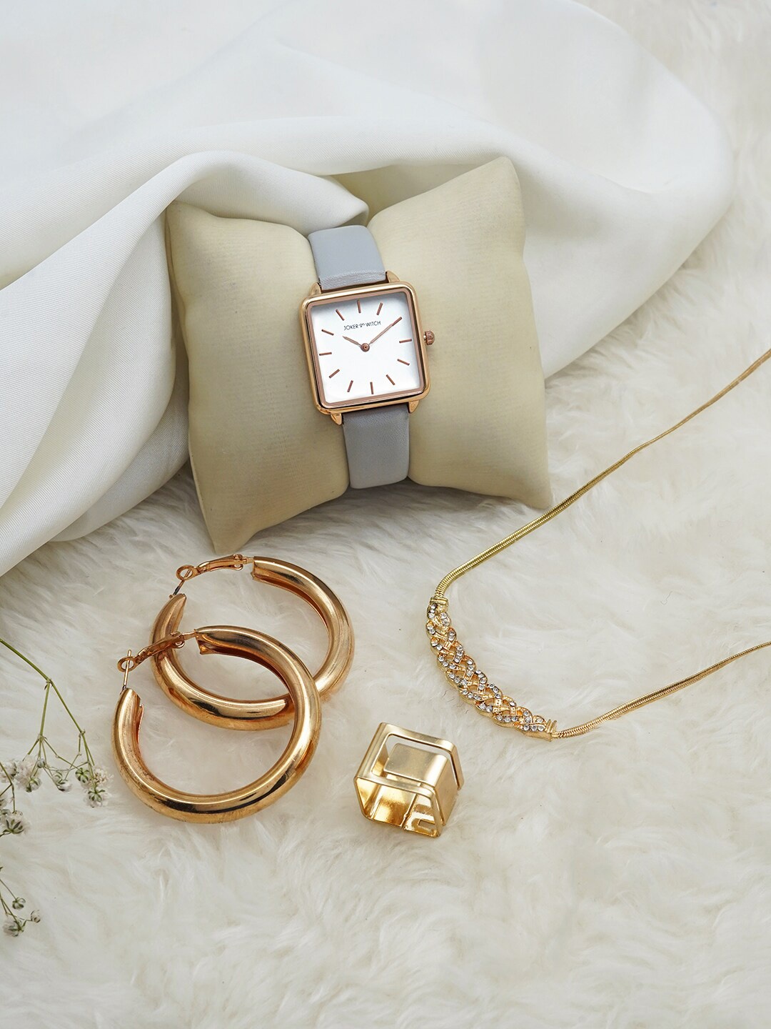 

JOKER & WITCH Women Eden Love Stack Watch Gift Set- JWLS357, White