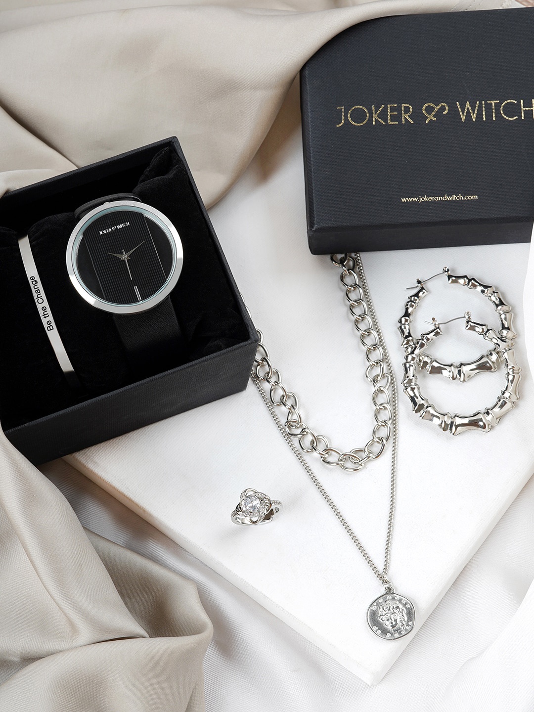

JOKER & WITCH Women Gwendolyn Love Stack Watch Gift Set, Silver