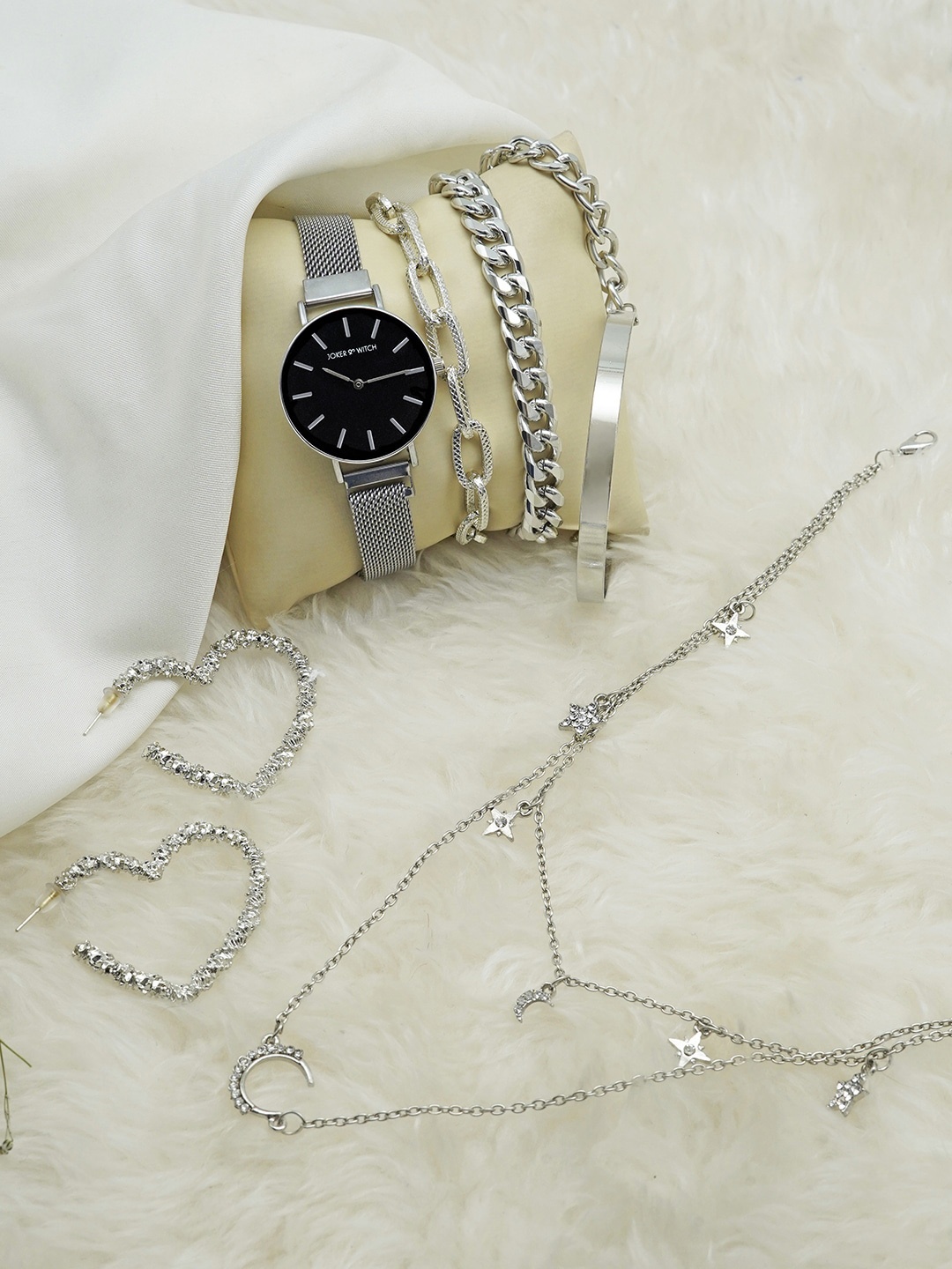 

JOKER & WITCH Women Analogue Watch Gift Set, Silver