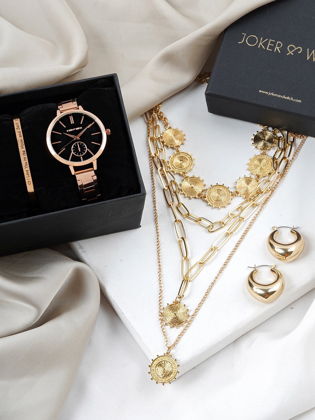 

JOKER & WITCH Watch Gift Set With Jewellery Set, Rose gold