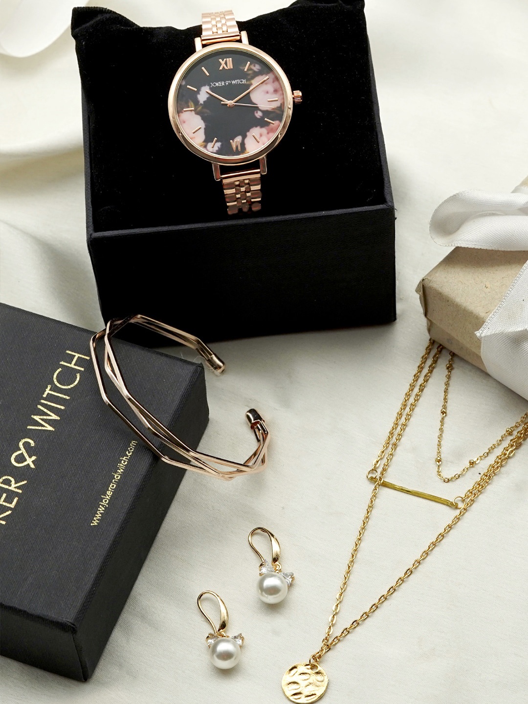 

JOKER & WITCH Women Now and Forever Love Stack Watch Gift Set JWLS206, Rose gold