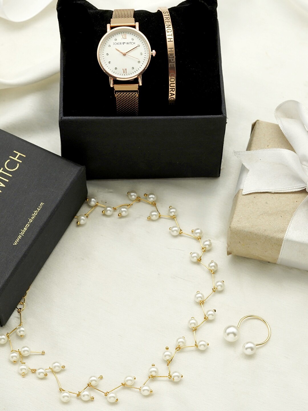 

JOKER & WITCH Women Analogue Watch Gift Set, Rose gold