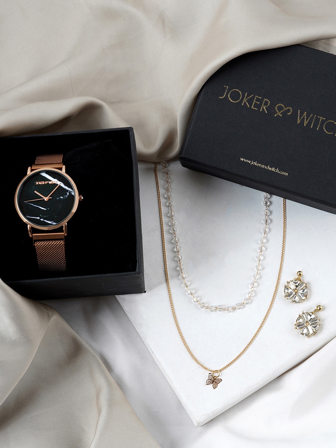 

JOKER & WITCH Women Watch Gift Set JWLS536, Black