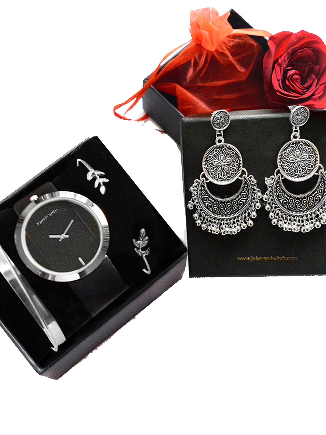

JOKER & WITCH Women Watch Gift Set JWLS83, Black