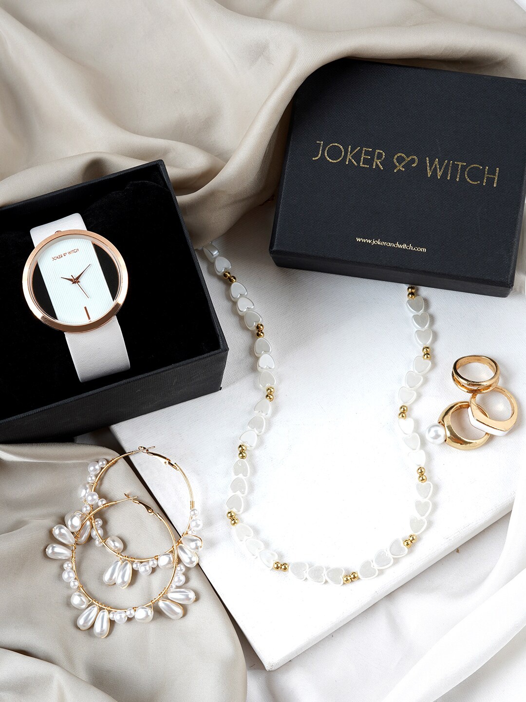 

JOKER & WITCH Women Watch Gift Set JWLS551, White