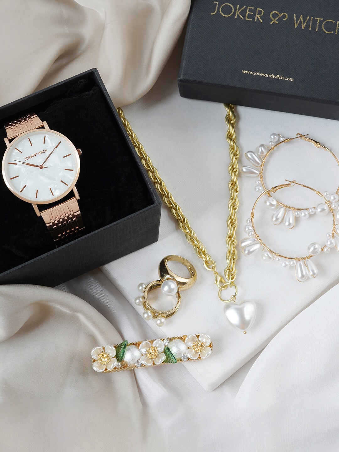 

JOKER & WITCH Women Watch Gift Set JWLS537, White