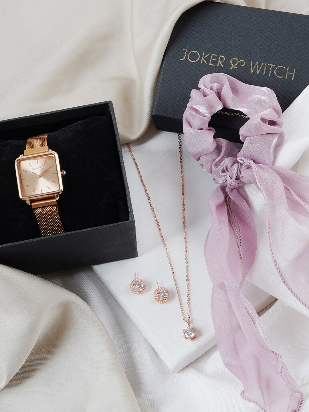 

JOKER & WITCH Women Analogue Watch Gift Set, Rose gold