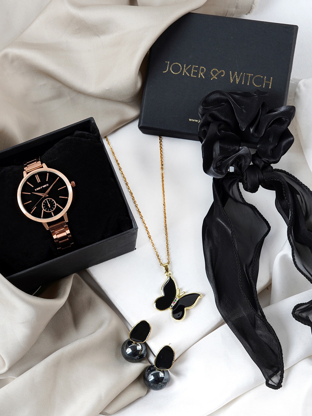 

JOKER & WITCH Women Analogue Watch Gift Set, Rose gold