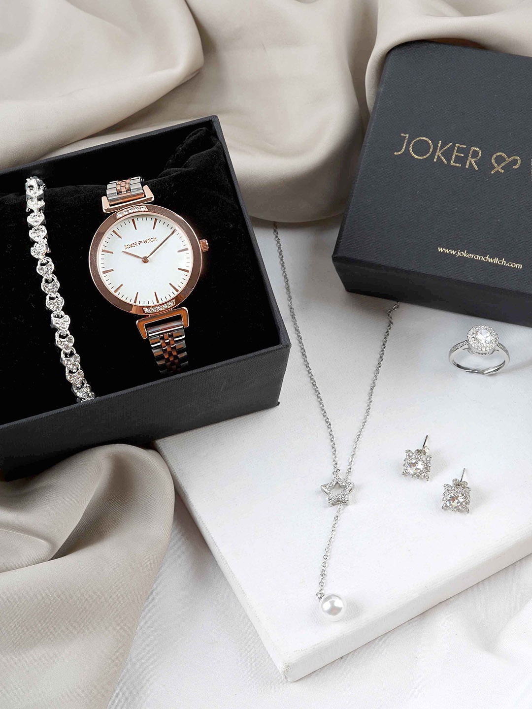 

JOKER & WITCH Women Watch Gift Set JWLS476, White