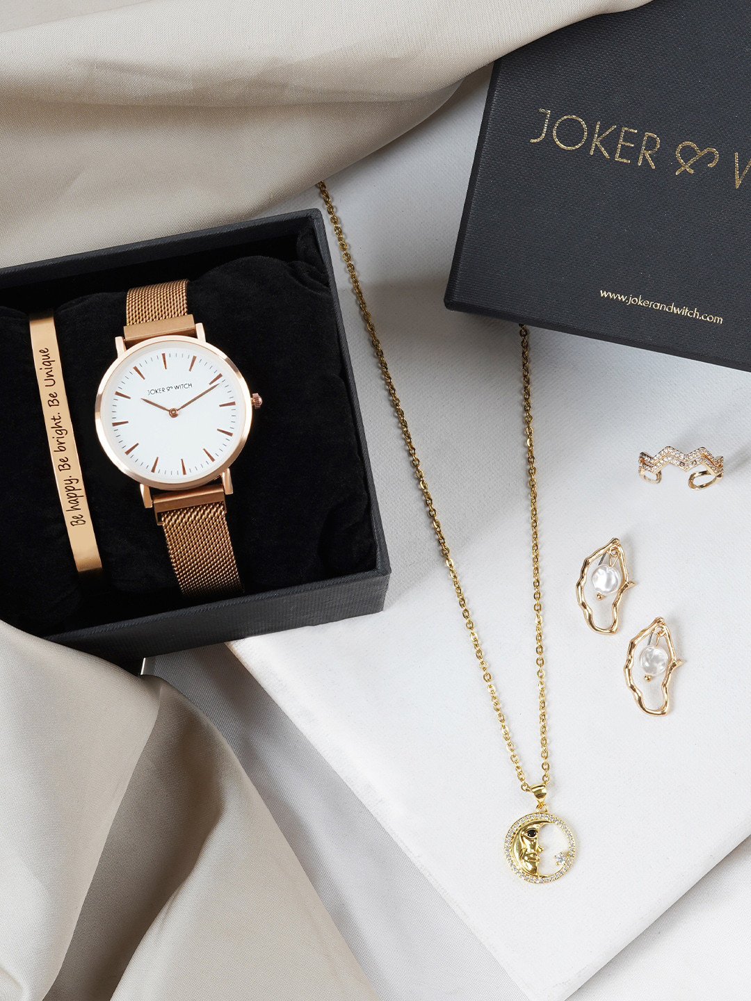 

JOKER & WITCH Women Watch Gift Set JWLS493, Rose gold