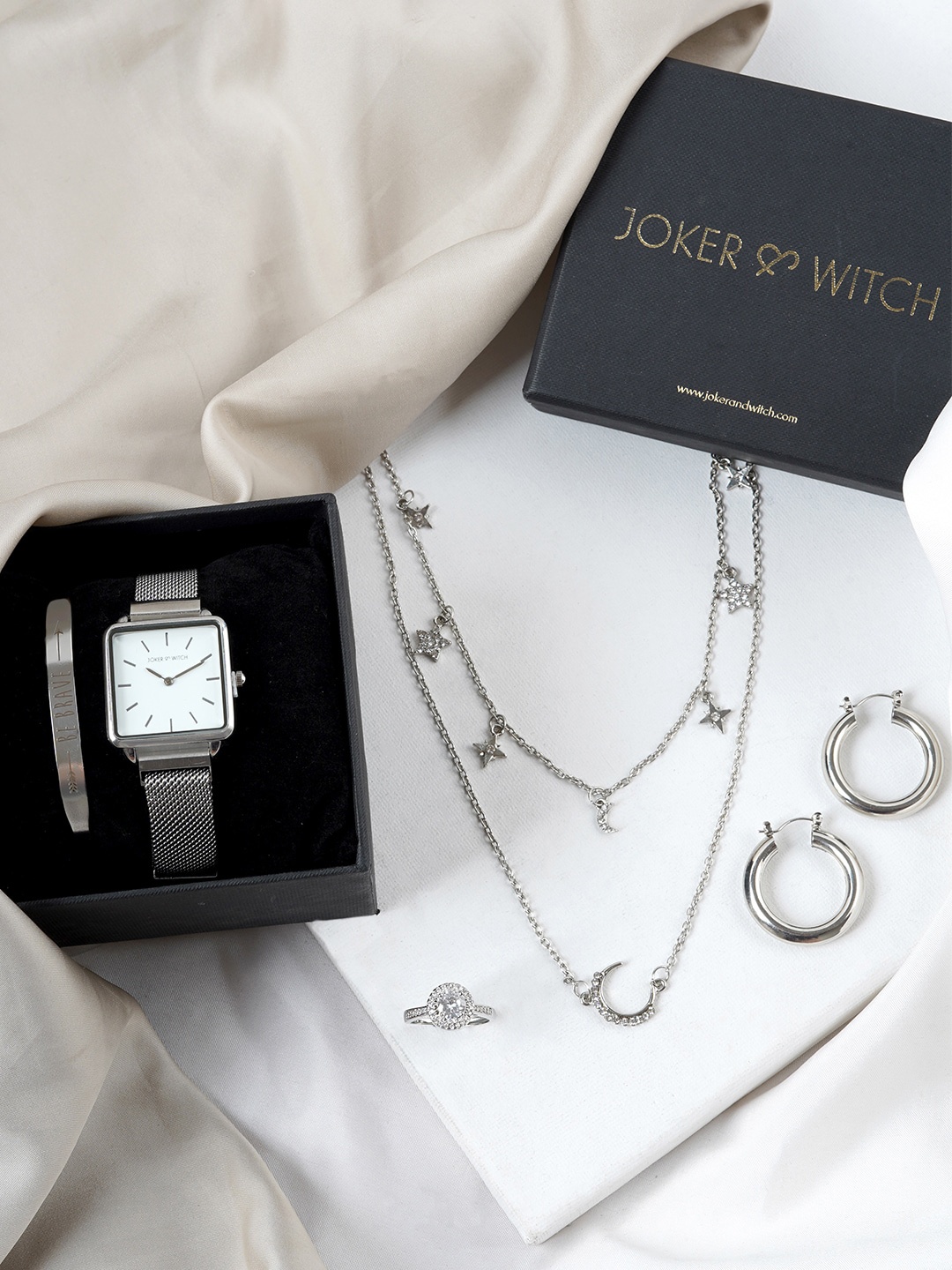 

JOKER & WITCH Women Watch Gift Set JWLS528, White