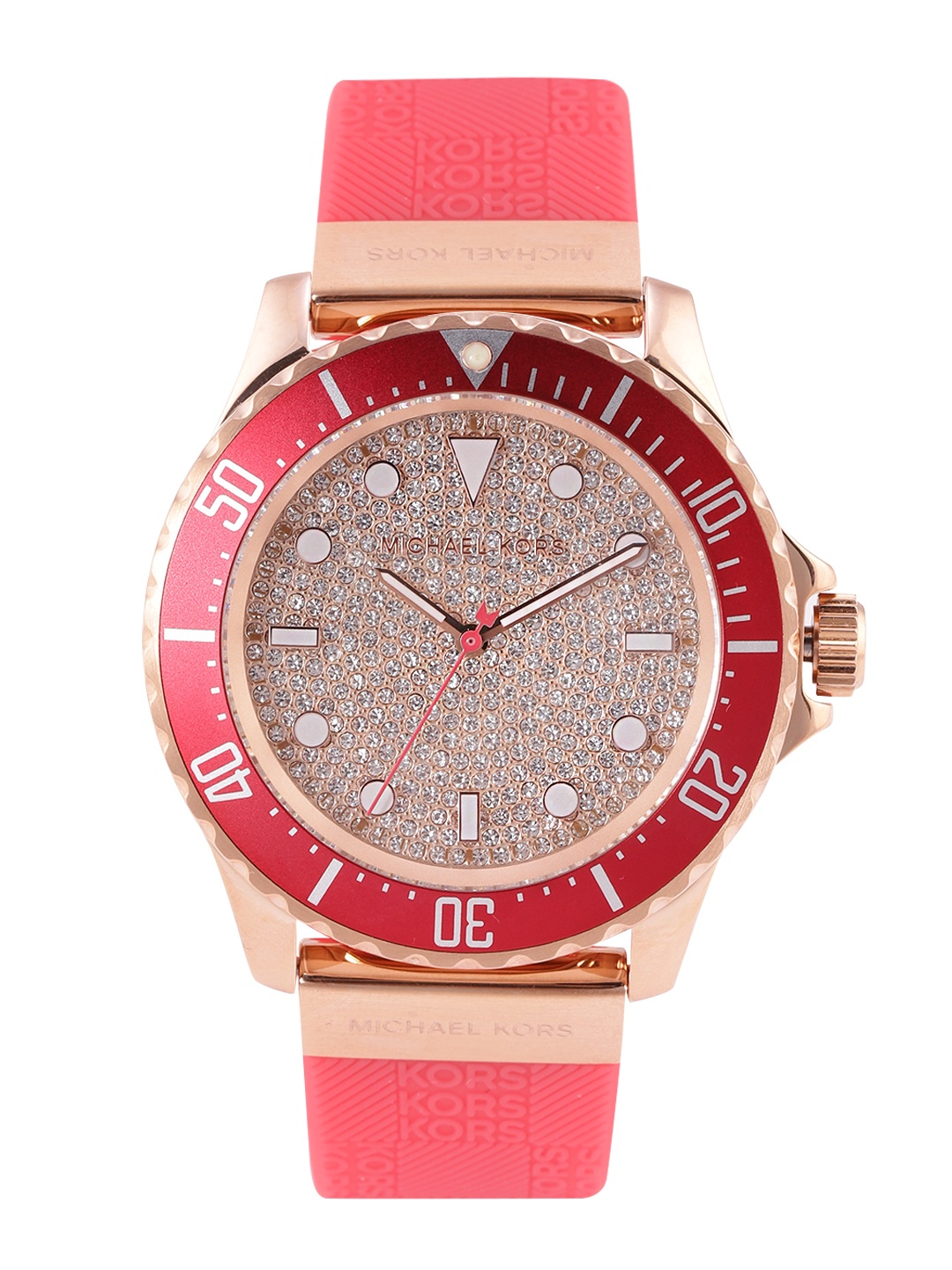 

Michael Kors Women Everest Embellished Dial & Red Straps Analogue Watch MK7359, Rose gold