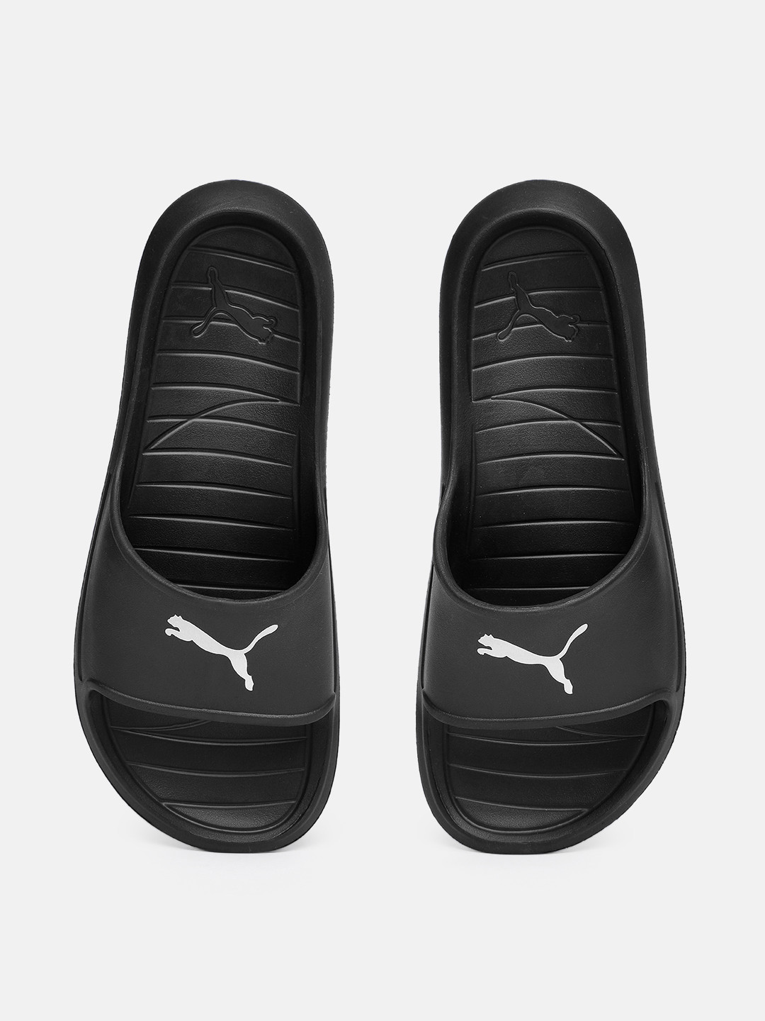 

Puma Unisex Brand Logo Printed Sliders, Black