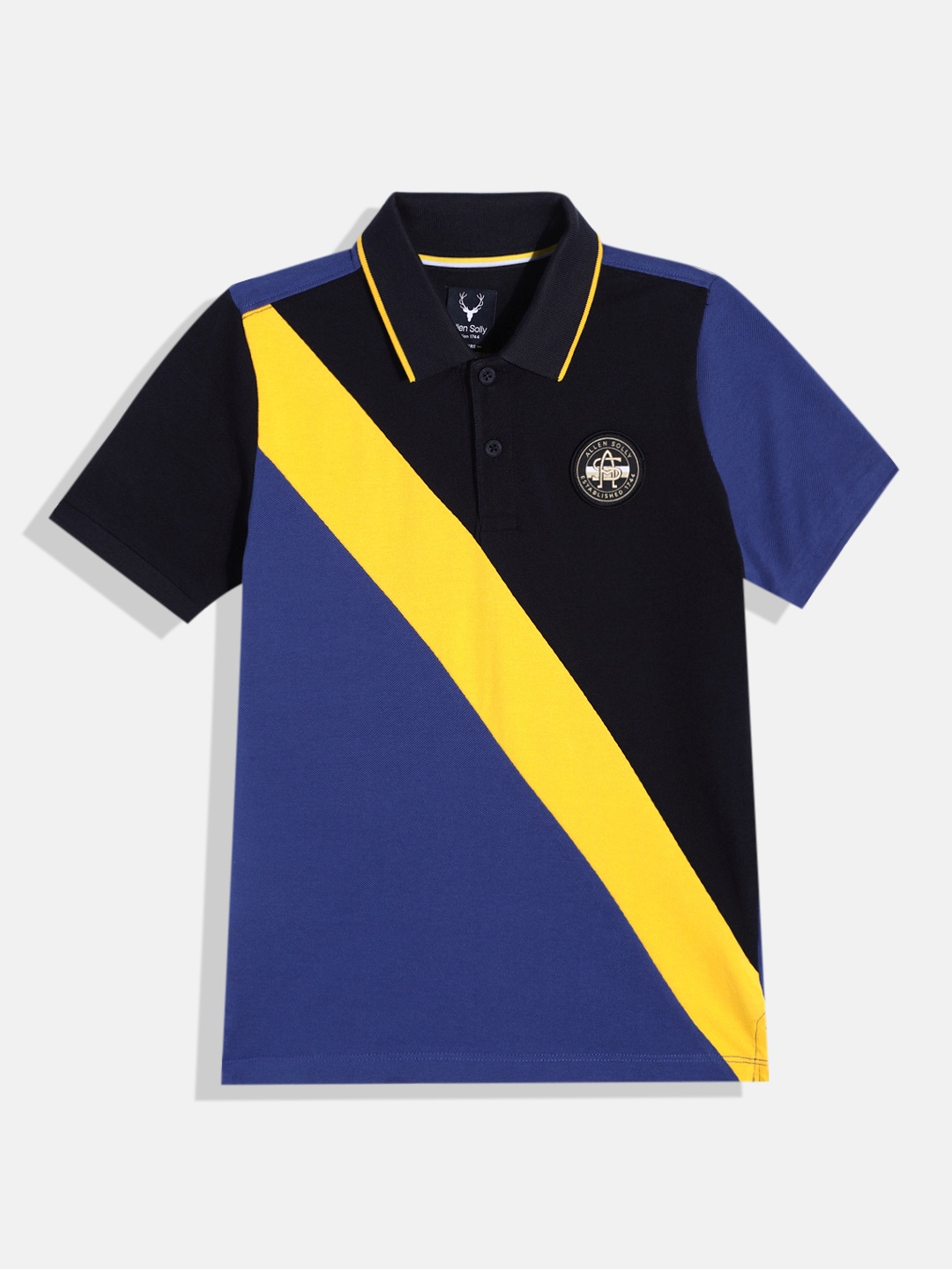 

Allen Solly Junior Boys Colourblocked Polo Collar Pure Cotton T-shirt, Blue